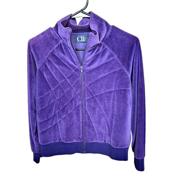 C.B. Casual Purple Women's Jacket Velvet Pattern Front, Size PM - #1132 - Picture 1 of 5